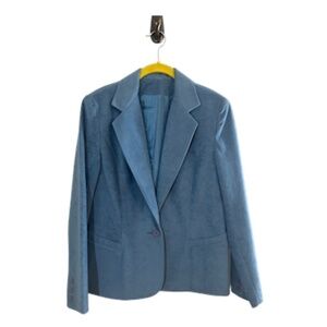 Vintage Suede Jacket M Blue Chic Old Money Neutral Minimalist Office Preppy 70s